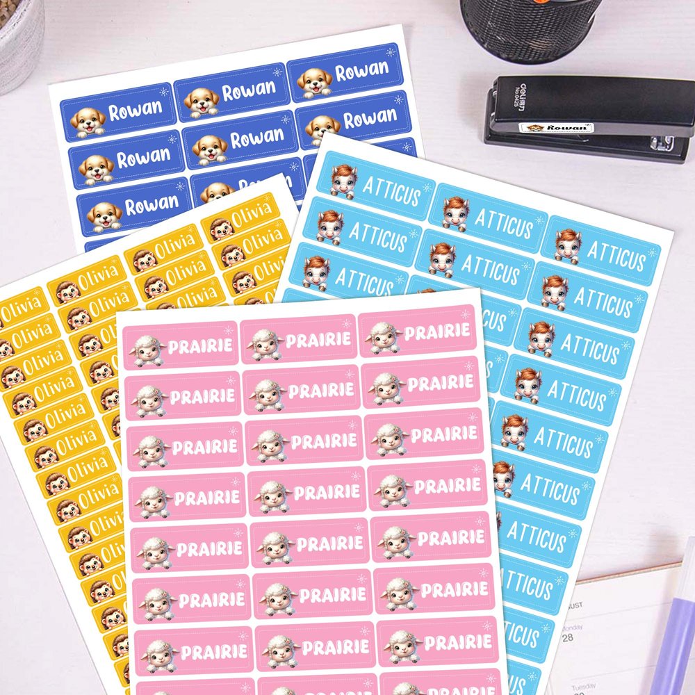 Étiquettes autocollantes personnalisées pour fournitures scolaires