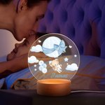 Personalised Cloud Hot Air Balloon Cute Teddy Bear LED Night Light with Name and Wooden Base Nursery Decor Birthday Gift for Baby Kid