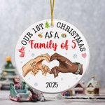 Personnalisé Notre 1er Noël en famille Ornement de Noël en céramique avec nom Décoration de l'arbre de Noël Cadeau pour la famille