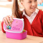 Personalised Cute Lion Giraffe Cartoon Schoolbag Animals Food Grade Lunch Box with Name Birthday Back to School Gift for Boys Girls