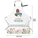 Personalized Retro Gardening Cartoon Character Adjustable Apron with Name and Front Pocket Birthday Gift for Women Men
