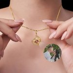 Personalised Double Heart Photo Projection Necklace Dainty Jewellery Anniversary Birthday Gift for Her