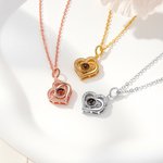 Personalised Double Heart Photo Projection Necklace Dainty Jewellery Anniversary Birthday Gift for Her
