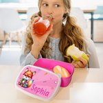 Personalised Cute Lion Giraffe Cartoon Schoolbag Animals Food Grade Lunch Box with Name Birthday Back to School Gift for Boys Girls