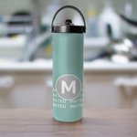 Personalised Motivational Quotes Initial 15 oz Water Bottle with Name and Handle Birthday Office Gift for Coworkers Office Workers
