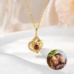 Personalised Double Heart Photo Projection Necklace Dainty Jewellery Anniversary Birthday Gift for Her