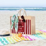 Personalized Multicolour Stripe Bachelor Party Design Jute Tote Bag with Name Travel Accessory Bridesmaid Gift for Women