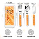 Personalised Cartoon Animals Safe Stainless Steel Fork Spoon Knife 3 Pcs Cutlery Set with Name and Case Back to School Birthday Gift for Boys Girls
