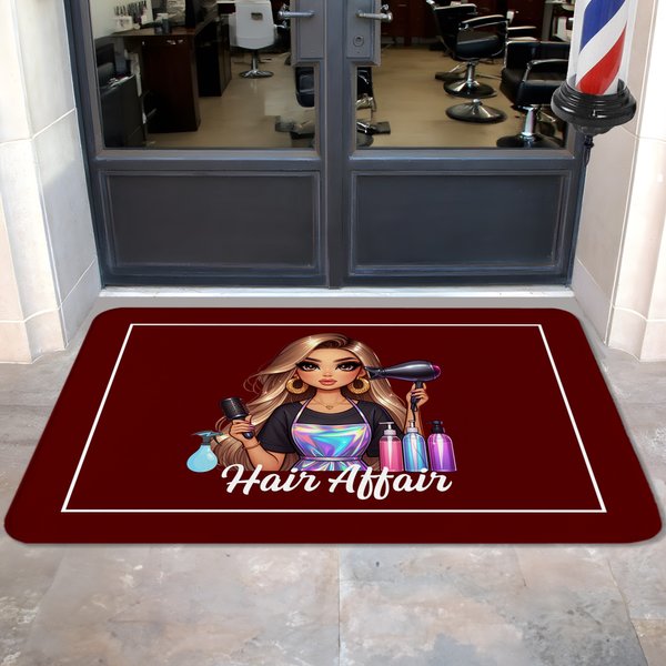 Henkilökohtainen Tyylikäs Cartoon Barber Monivärinen liukumaton ovimatto tekstillä Salon Barber Shop tarvikkeet avaaminen lahja kampaaja hiukset ystäville