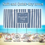 Personalized Striped Bachelorette Party Quick Dry Oversized Beach Towel with Name Travel Essential Beach Party Gift for Bridesmaids Friends