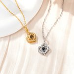 Personalised Double Heart Photo Projection Necklace Dainty Jewellery Anniversary Birthday Gift for Her