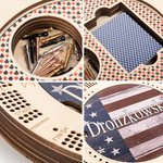Personalized American Flag Design Portable Wooden Cribbage Board with Pegs and Poker Camping Outdoor Activities Birthday Gift for Cribbage Lovers