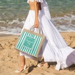 Personalized Multicolour Stripe Bachelor Party Design Jute Tote Bag with Name Travel Accessory Bridesmaid Gift for Women
