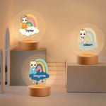 Personlig tegneserie baby regnbuesky akryl LED-nattlys med trebunn og navn Rominnredning Bursdagsgave til barn