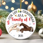 Personnalisé Notre 1er Noël en famille Ornement de Noël en céramique avec nom Décoration de l'arbre de Noël Cadeau pour la famille
