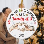 Personnalisé Notre 1er Noël en famille Ornement de Noël en céramique avec nom Décoration de l'arbre de Noël Cadeau pour la famille