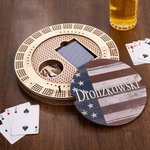 Personalized American Flag Design Portable Wooden Cribbage Board with Pegs and Poker Camping Outdoor Activities Birthday Gift for Cribbage Lovers