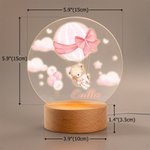 Personalised Cloud Hot Air Balloon Cute Teddy Bear LED Night Light with Name and Wooden Base Nursery Decor Birthday Gift for Baby Kid
