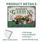Personalized Cartoon Character Garden Metal Sign with Name Garden Decor Housewarming Birthday Gift for Grandma Mom Gardening Enthusiasts