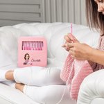 Personalized Cute Cartoon Character 8 Pcs Crochet Hook Set with Name Scissors and Storage Box Birthday Anniversary Gift for Knitting Lovers