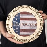Personalized American Flag Design Portable Wooden Cribbage Board with Pegs and Poker Camping Outdoor Activities Birthday Gift for Cribbage Lovers