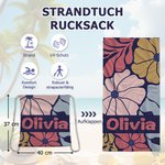 Personalisiertes Dänische-Blume Schnelltrocknendes Faltbares Strandtuch mit Namen Alles-in-Einem Strand Party Reise Geburtstag Geschenk für Damen