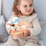 Personalised Cloud Hot Air Balloon Cute Teddy Bear LED Night Light with Name and Wooden Base Nursery Decor Birthday Gift for Baby Kid