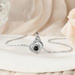 Personalised Double Heart Photo Projection Necklace Dainty Jewellery Anniversary Birthday Gift for Her