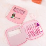 Personalized Cute Cartoon Character 8 Pcs Crochet Hook Set with Name Scissors and Storage Box Birthday Anniversary Gift for Knitting Lovers