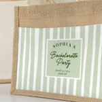 Personalized Multicolour Stripe Bachelor Party Design Jute Tote Bag with Name Travel Accessory Bridesmaid Gift for Women