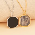 Collier unisexe personnalisé avec photo thermique - Forme de pendentif et texte gravé au dos à choix - Cadeau d'anniversaire pour la famille les amis