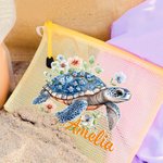 Personalized Floral Sea Turtle Waterproof Pool Beach Bag Travel Daily Use Birthday Wedding Beach Party Gift for Women