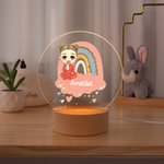 Personlig tegneserie baby regnbuesky akryl LED-nattlys med trebunn og navn Rominnredning Bursdagsgave til barn