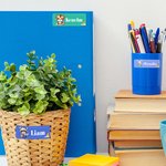Henkilökohtainen Monivärinen Söpö Kirahvi Karhu Cartoon Schoolbag Eläimet Tarrat Tarrat nimi Koulutarvikkeet Decor Takaisin kouluun lahja pojille tytöille