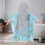 Personalized Underwater World Ocean Shark Soft Quick Dry Hooded Beach Towel with Name Beach Vacation Travel Essential Birthday Gift for Kids
