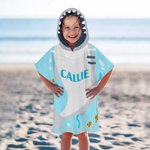 Personalized Underwater World Ocean Shark Soft Quick Dry Hooded Beach Towel with Name Beach Vacation Travel Essential Birthday Gift for Kids