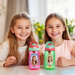 Marcos de fotos personalizados de princesas Botella de agua de 16 oz con pajita con nombre y asa Regalo de vacaciones de cumpleaños de vuelta al cole para niñas