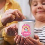 Salvadanaio personalizzato in ceramica arcobaleno carino con nome Regalo di compleanno per ragazzi e ragazze