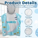 Personalized Underwater World Ocean Shark Soft Quick Dry Hooded Beach Towel with Name Beach Vacation Travel Essential Birthday Gift for Kids