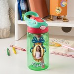 Marcos de fotos personalizados de princesas Botella de agua de 16 oz con pajita con nombre y asa Regalo de vacaciones de cumpleaños de vuelta al cole para niñas
