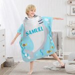 Personalized Underwater World Ocean Shark Soft Quick Dry Hooded Beach Towel with Name Beach Vacation Travel Essential Birthday Gift for Kids