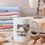 Personalized Birth Flower Sewing Machine Ceramic Coffee Mug with Name Home Kitchen Decor Birthday Gift for Mom Grandma Sewing Enthusiast 1