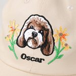 Henkilökohtainen kirjailtu Flower Pet Portrait Photo 100% puuvillaa Säädettävä Baseball Cap nimi Pet Party syntymäpäivälahja koiralle äiti lemmikkieläinten omistaja