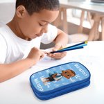 Personalised Cartoon Kid Character Double-Layer Waterproof Pencil Case with Name School Supply Birthday Back to School Gift for Boys Girls