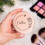 Gepersonaliseerde Geboorte Bloem Zak make-up spiegel met gegraveerde naam Verjaardag Huwelijk Gift voor vrouwen bruidsmeisjes