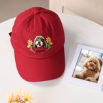 Henkilökohtainen kirjailtu Flower Pet Portrait Photo 100% puuvillaa Säädettävä Baseball Cap nimi Pet Party syntymäpäivälahja koiralle äiti lemmikkieläinten omistaja