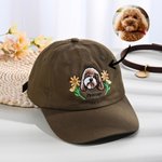 Henkilökohtainen kirjailtu Flower Pet Portrait Photo 100% puuvillaa Säädettävä Baseball Cap nimi Pet Party syntymäpäivälahja koiralle äiti lemmikkieläinten omistaja