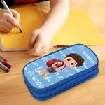 Personalised Cartoon Kid Character Double-Layer Waterproof Pencil Case with Name School Supply Birthday Back to School Gift for Boys Girls