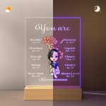 Personalised You Are Beautiful Acrylic LED Night Light with Wooden Base with Birth Flower Christian Christmas Gift for Christian Women