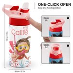 Personalized Cartoon Scuba Diver 12 oz Insulated Kid Water Bottle with Handle and Straw Back to School Birthday Gift for Boys Girls